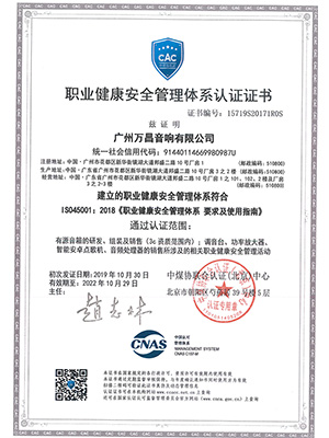 爵士龍-職業(yè)健康安全管理體系認證證書
